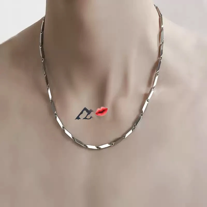 钛钢项链  菱形男高街饰品高级感男士男生配饰小众颈链百搭瓜子链