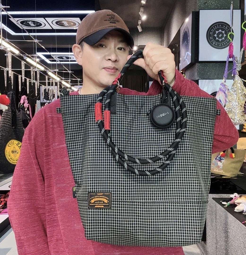 JTXS【原创设计8】抽线隐格#轻奢tote#黑拼接白色格纹牛津布单肩包