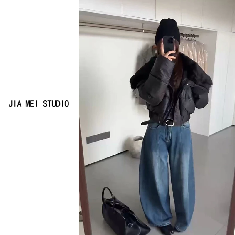 A236毛毛大翻领短羽绒服女冬季新款韩版减龄洋气保暖白鸭绒外套