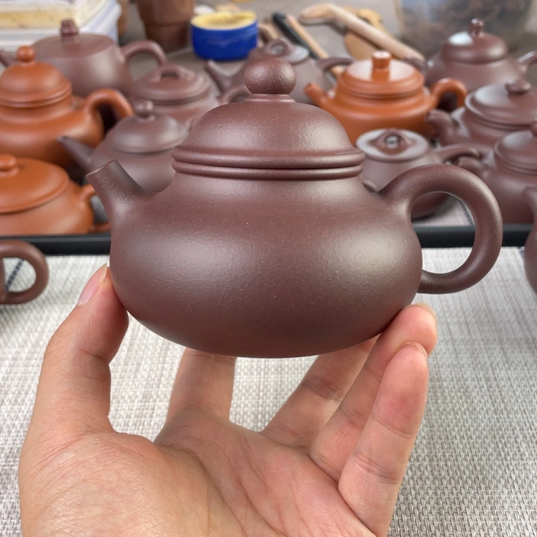 紫砂茶壶半手工老紫泥容天壶220cc