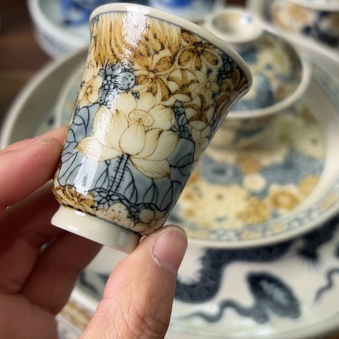 陶瓷盖碗景德镇手绘茶器