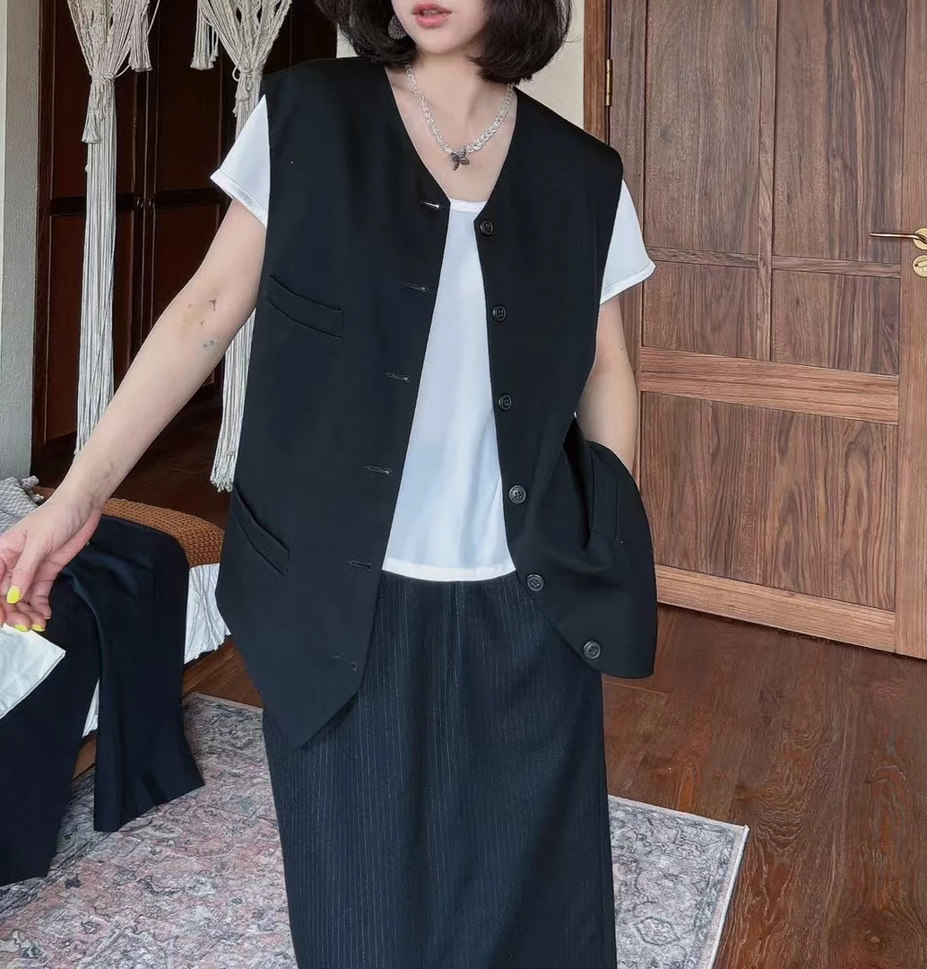 95新 maje CDG/黑色条纹半身裙