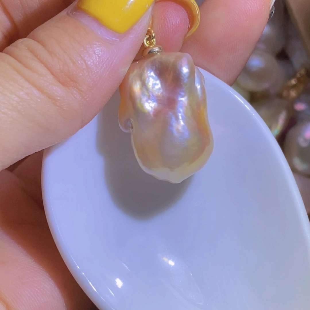 银S925镶嵌淡水珍珠天然淡水珍珠无染色无优化