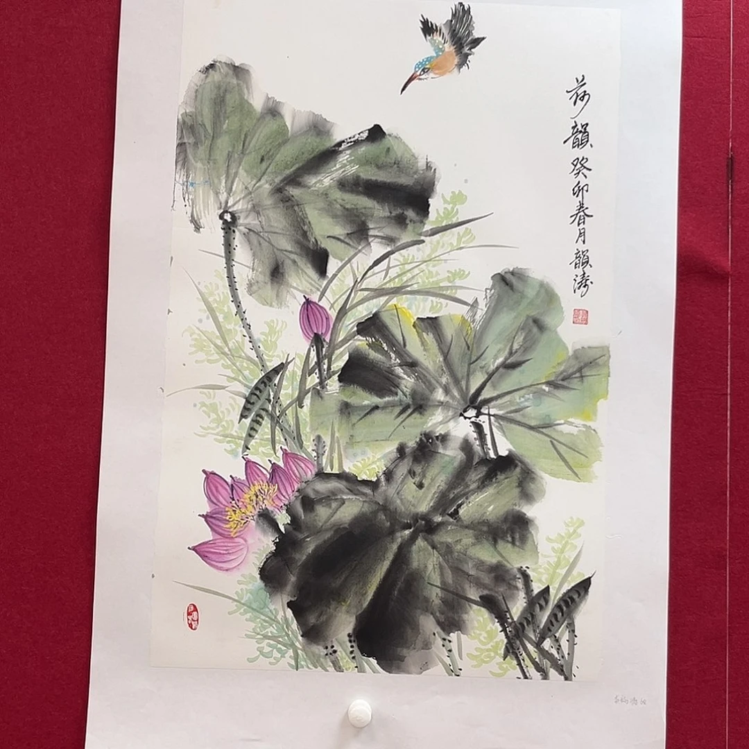国画龚韵涛老师四尺三开花鸟奇