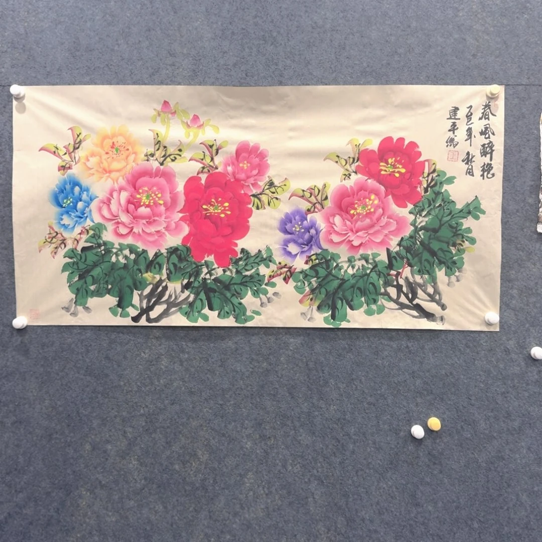 国画春风醉艳四尺