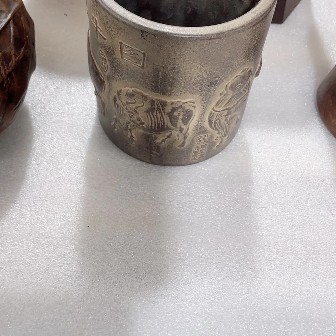 酸枝紫砂笔筒小号