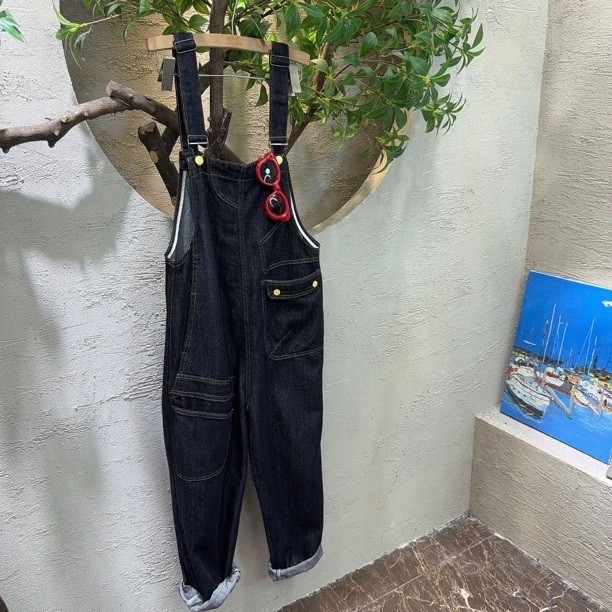 吴卡卡 休闲显瘦牛仔背带裤5333
