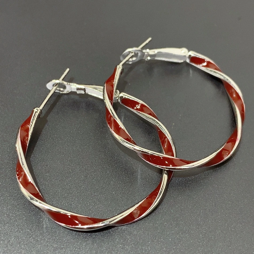 925银珐琅耳饰 安格拉红莫比乌斯大耳扣