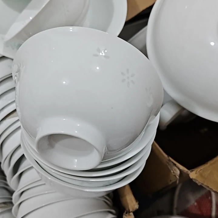 瓷景德镇青瓷玲珑5寸吃饭碗5个微瑕疵