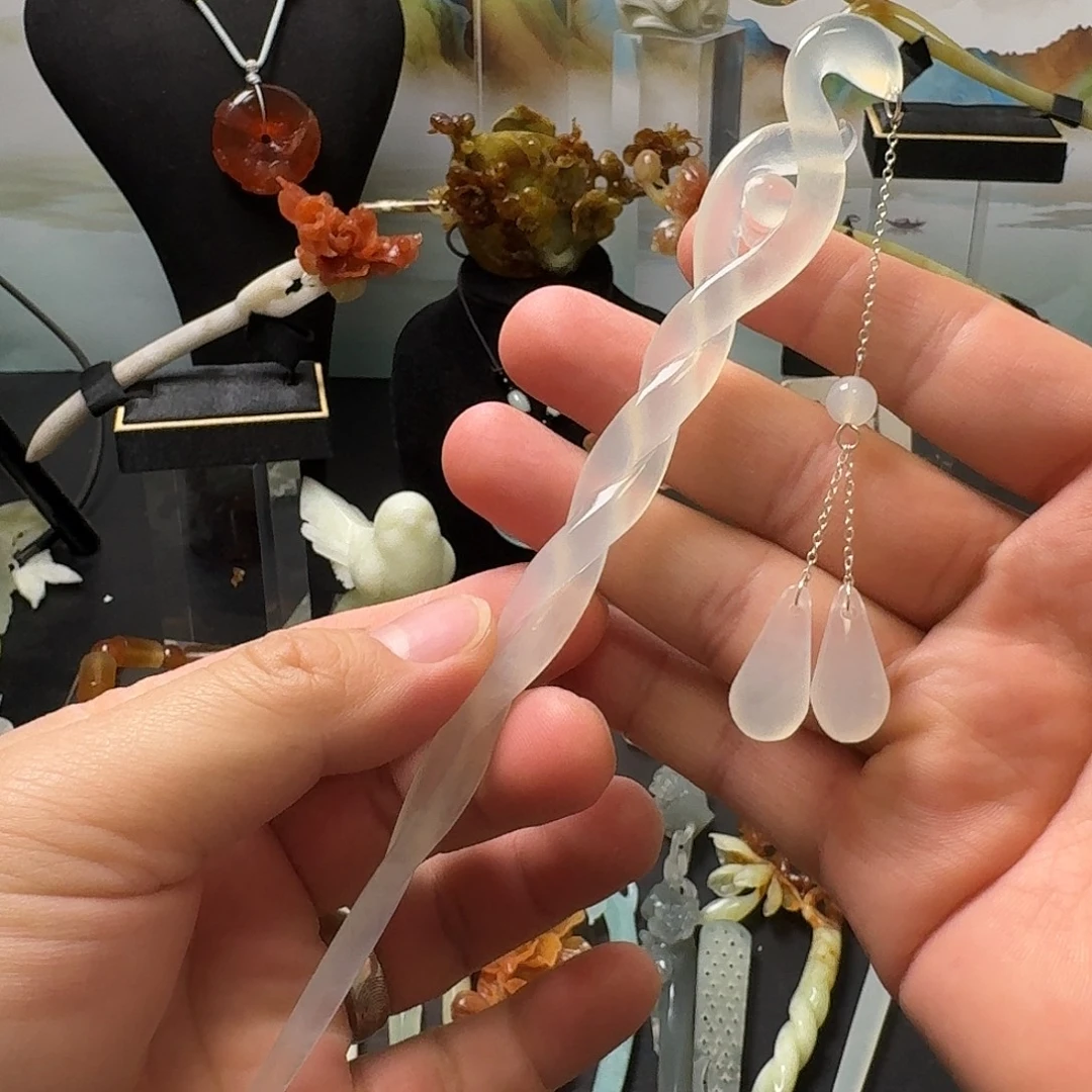 蛇纹石玉未镶嵌发饰