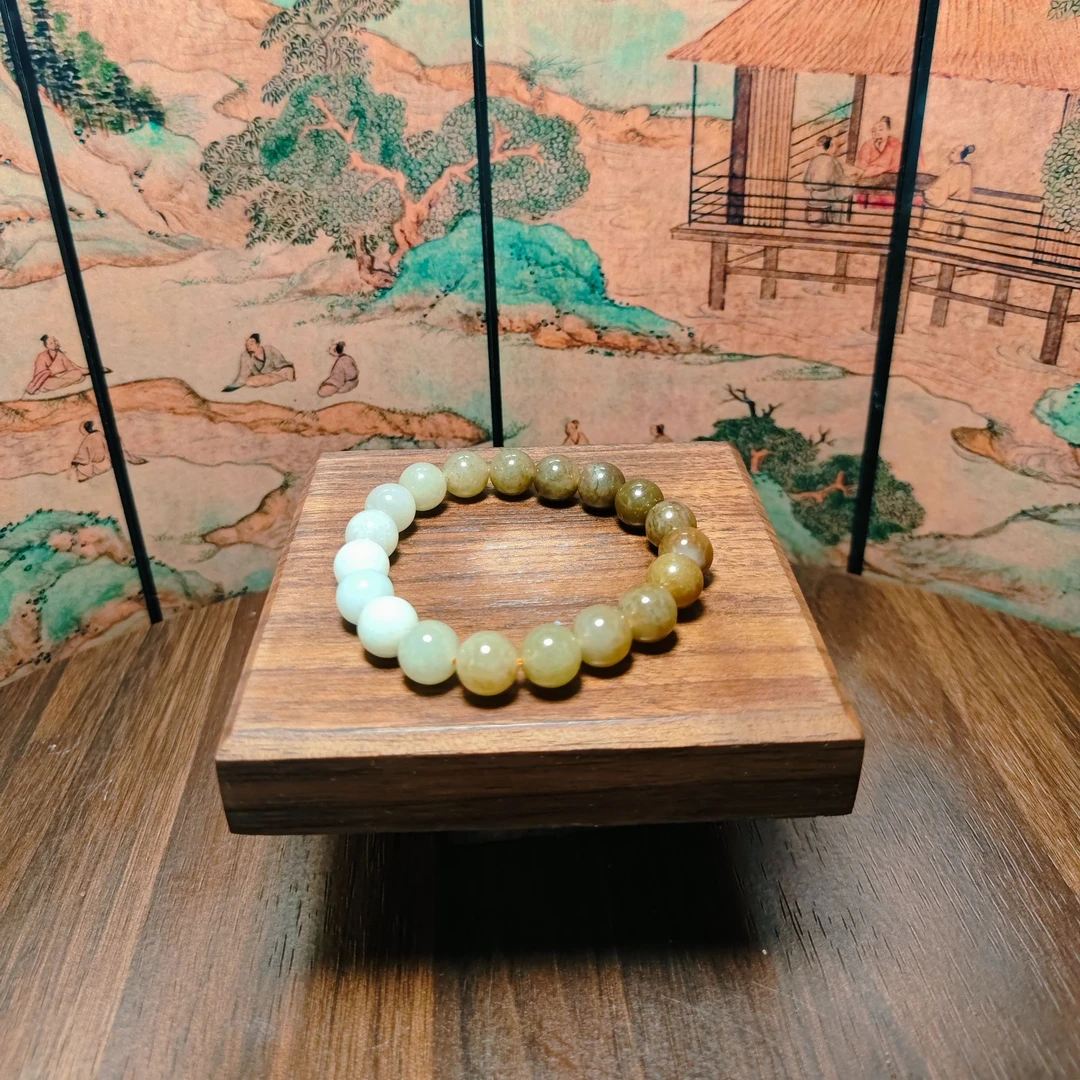 R和田玉渐变圆珠手串（卡10）1591