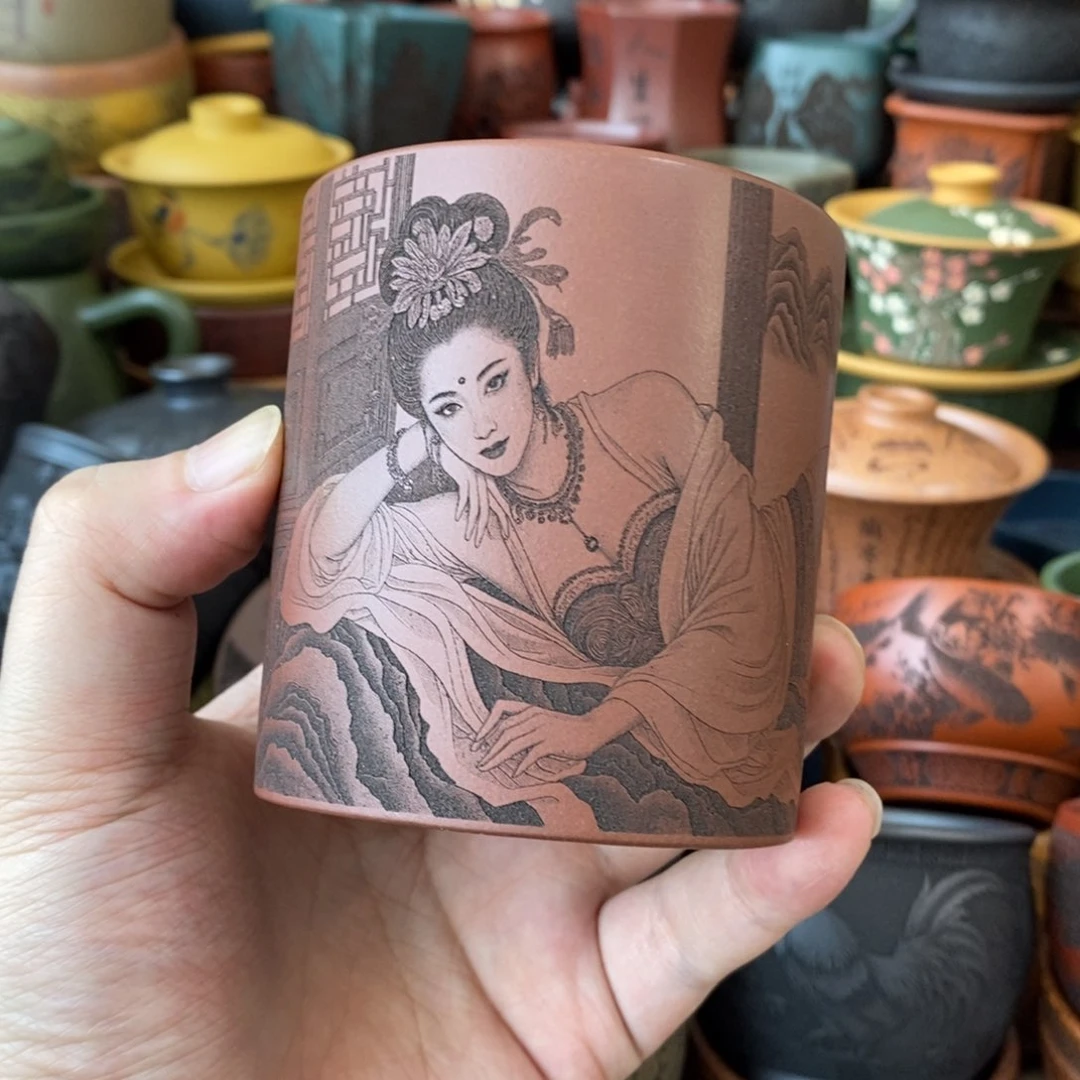 紫砂杯子宜兴全手工紫砂杯