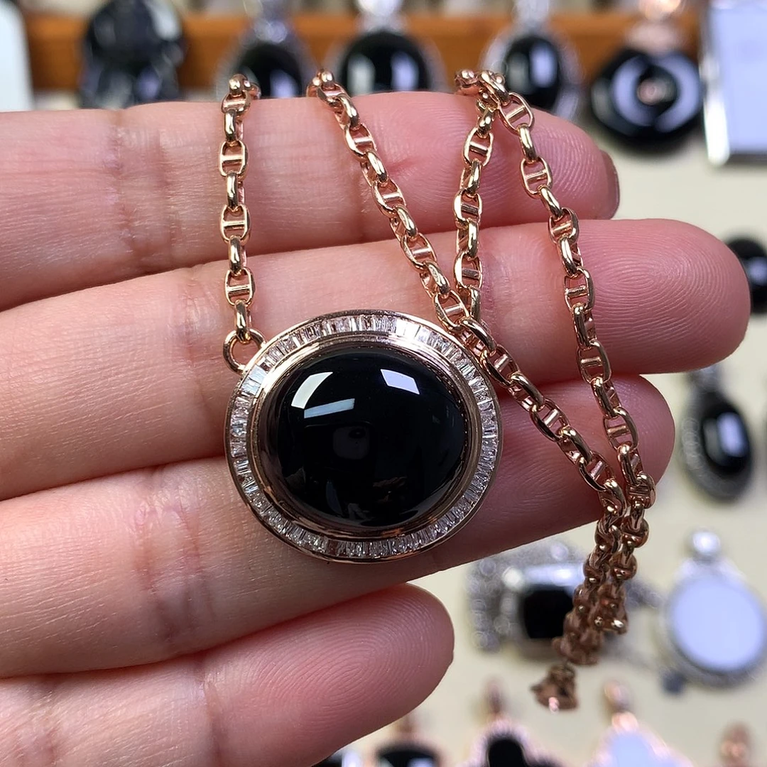 翡翠18K金镶嵌套链