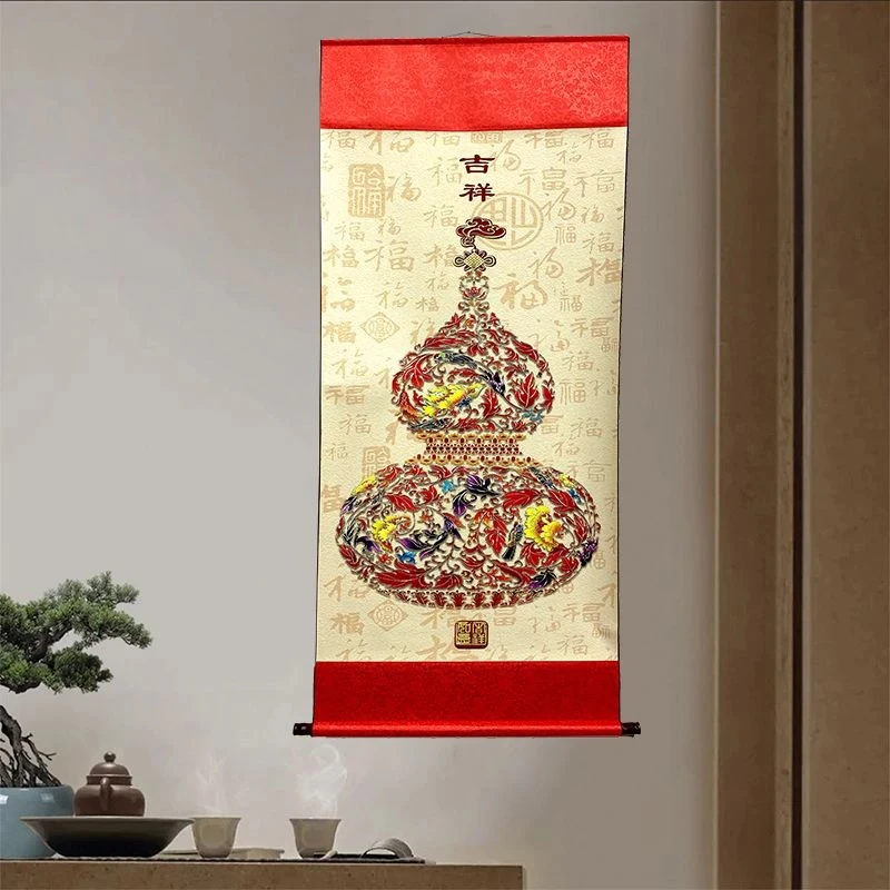 《珐琅葫芦》170*70cm艺术微喷 立轴玄关茶室客厅装饰画挂