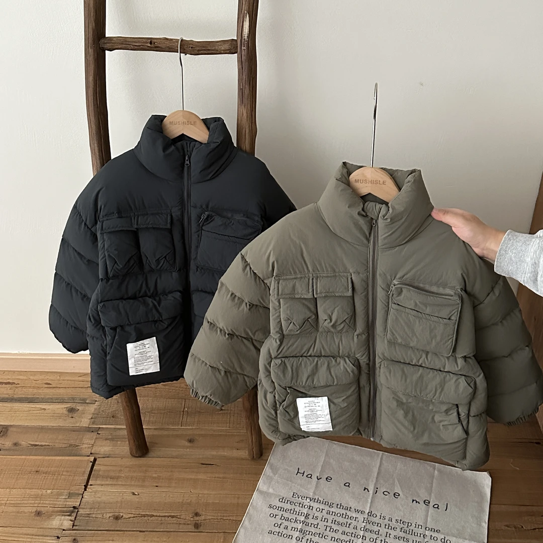 阿又冬季童装儿童男童中大童亲子工装风羽绒服83366D