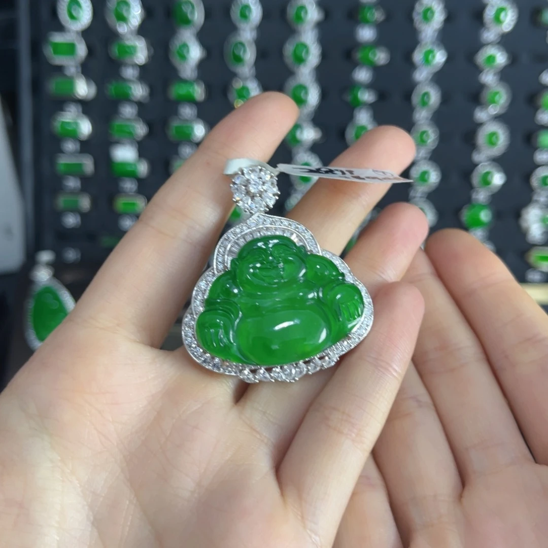 是****翡翠戒指银S925镶嵌翡翠佛公