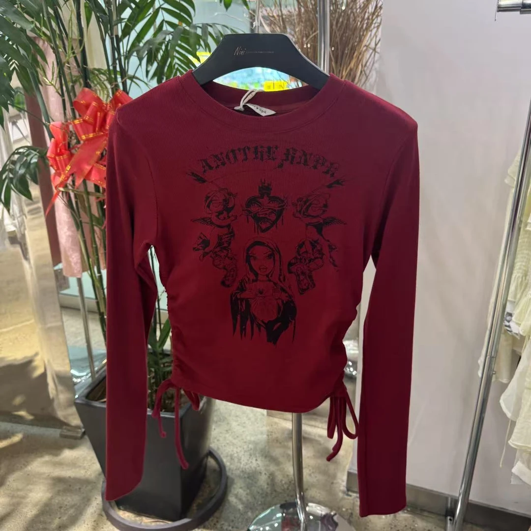 辣妹红针织衫T恤AD121C1123