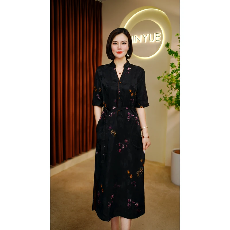 【漆蓉】2026新款双面双穿早秋新中式高级感时尚优雅连衣裙899A