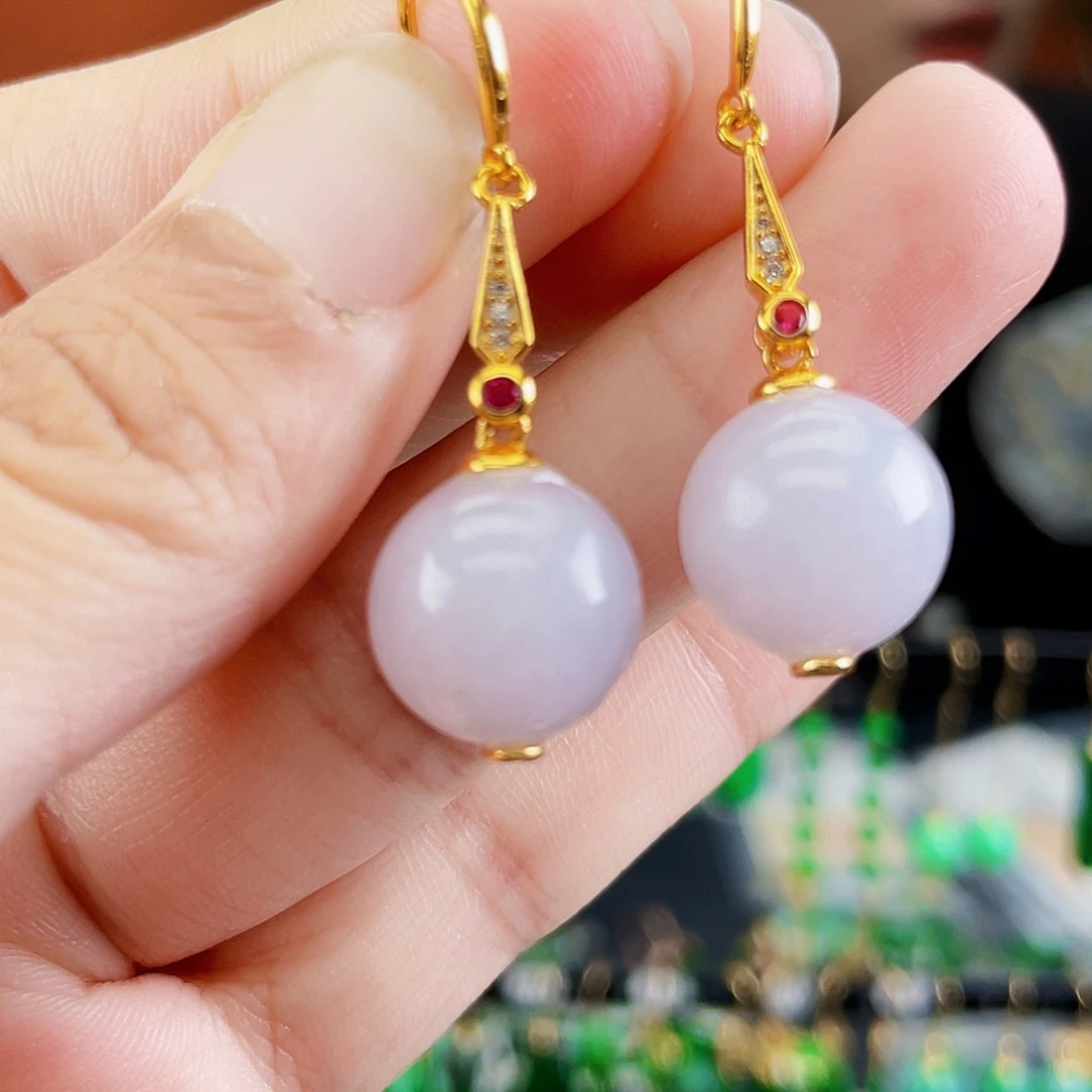 银S925镶嵌翡翠耳饰