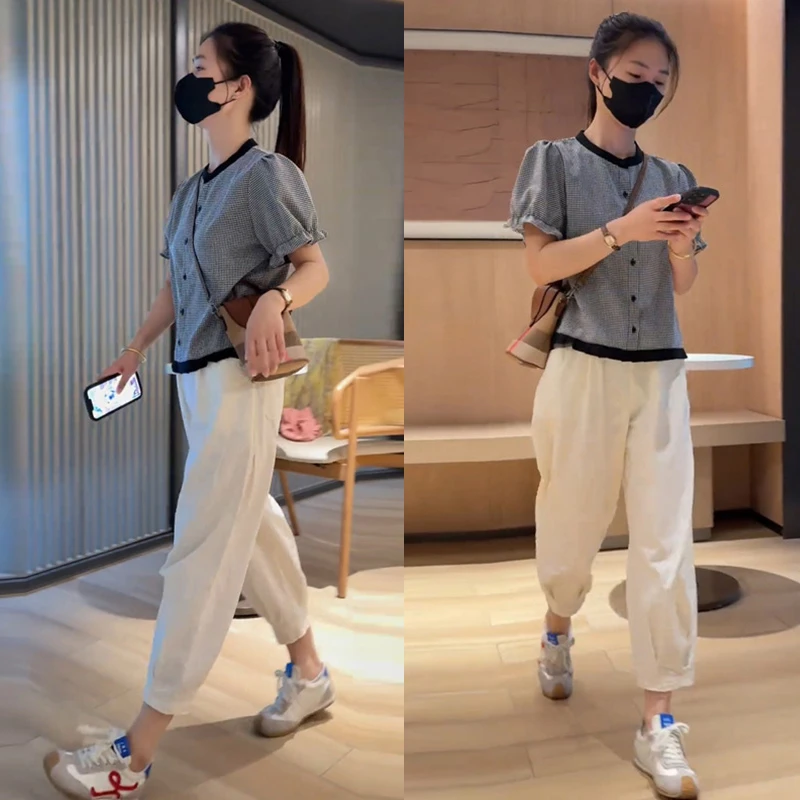减龄日常衬衫裤子时尚套装2025夏季新款韩系小众通勤松弛两件套潮