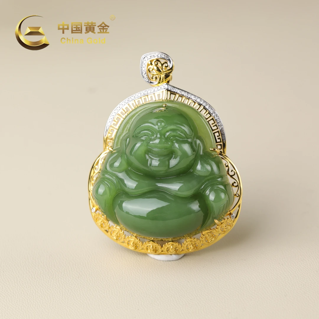 【中国黄金】福仁 | 和田玉*吊坠*18K金镶嵌-D10497-Y