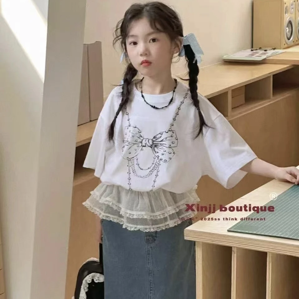 183儿童项链蝴蝶结T恤