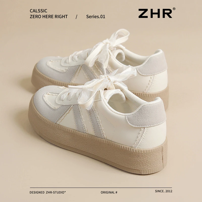 ZHR芭蕾德训鞋女2025春季新款厚底运动板鞋小白鞋软底百搭休闲鞋