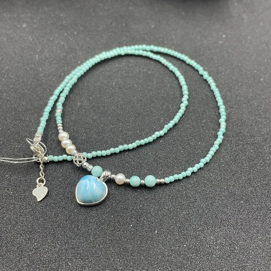 BY0606FLSF标049 北玉精选 绿松石项链