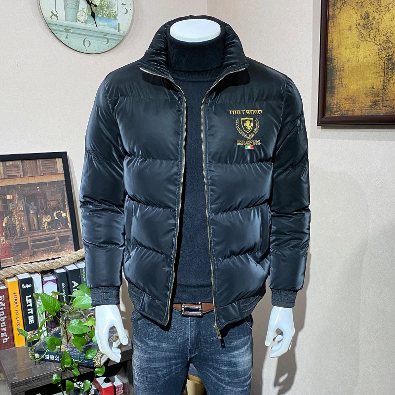 男士棉衣冬季立领潮流欧洲站刺绣外套男加厚修身羽绒棉服欧货棉袄