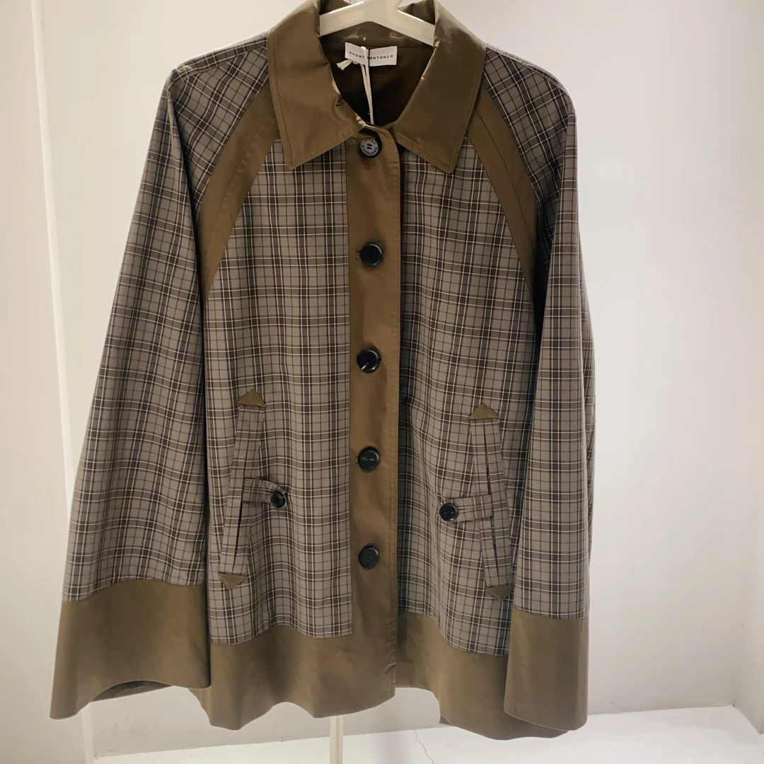 项小七  SHORT SENTENCE 短句 25秋季新品拼接朋克风格子风衣大衣