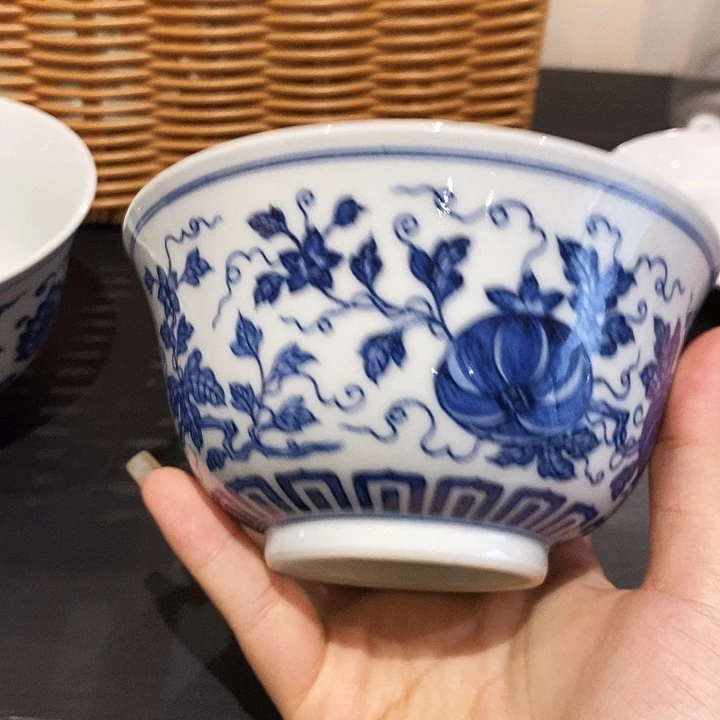 摆件西瓜饭碗青花