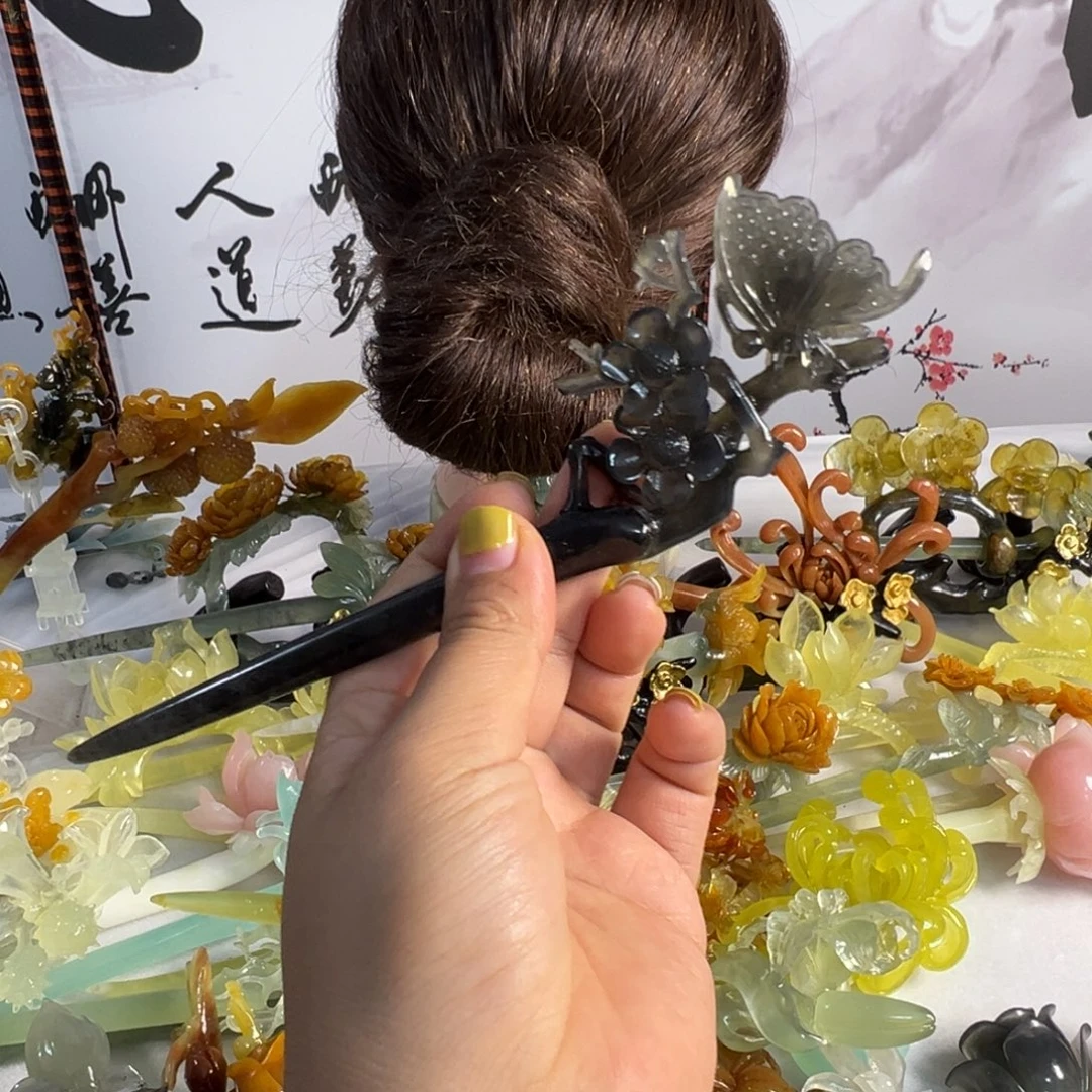 定制蛇纹石玉毛货发饰