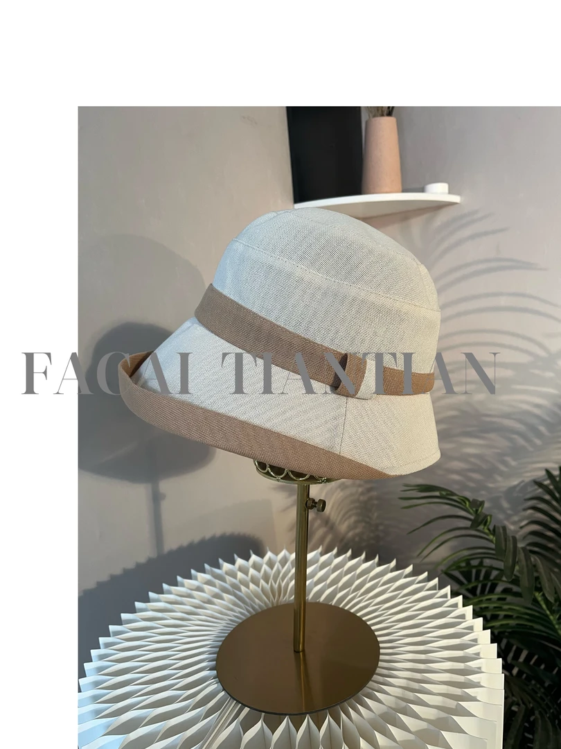 2025新款和纸春夏高级感女士渔夫帽优雅卷边法式显脸小遮阳盆帽