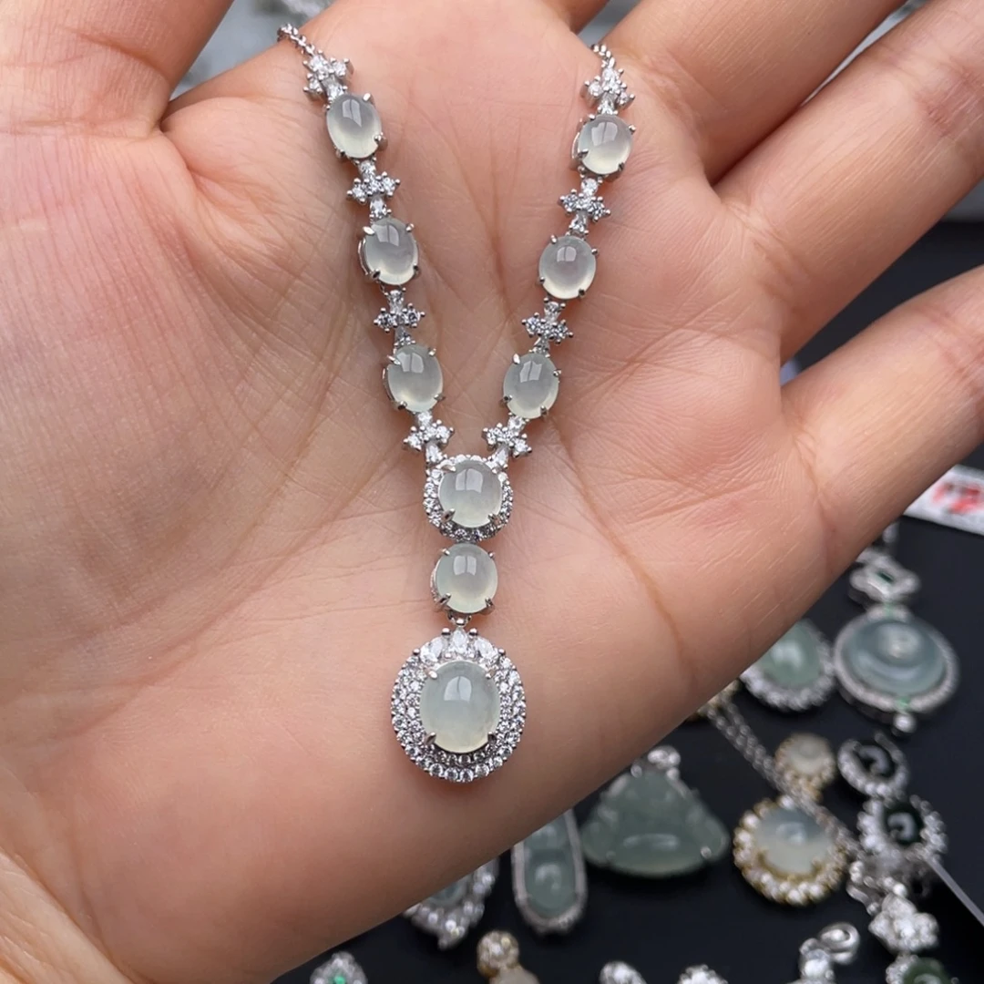 翡翠银S925镶嵌吊坠(不含链)