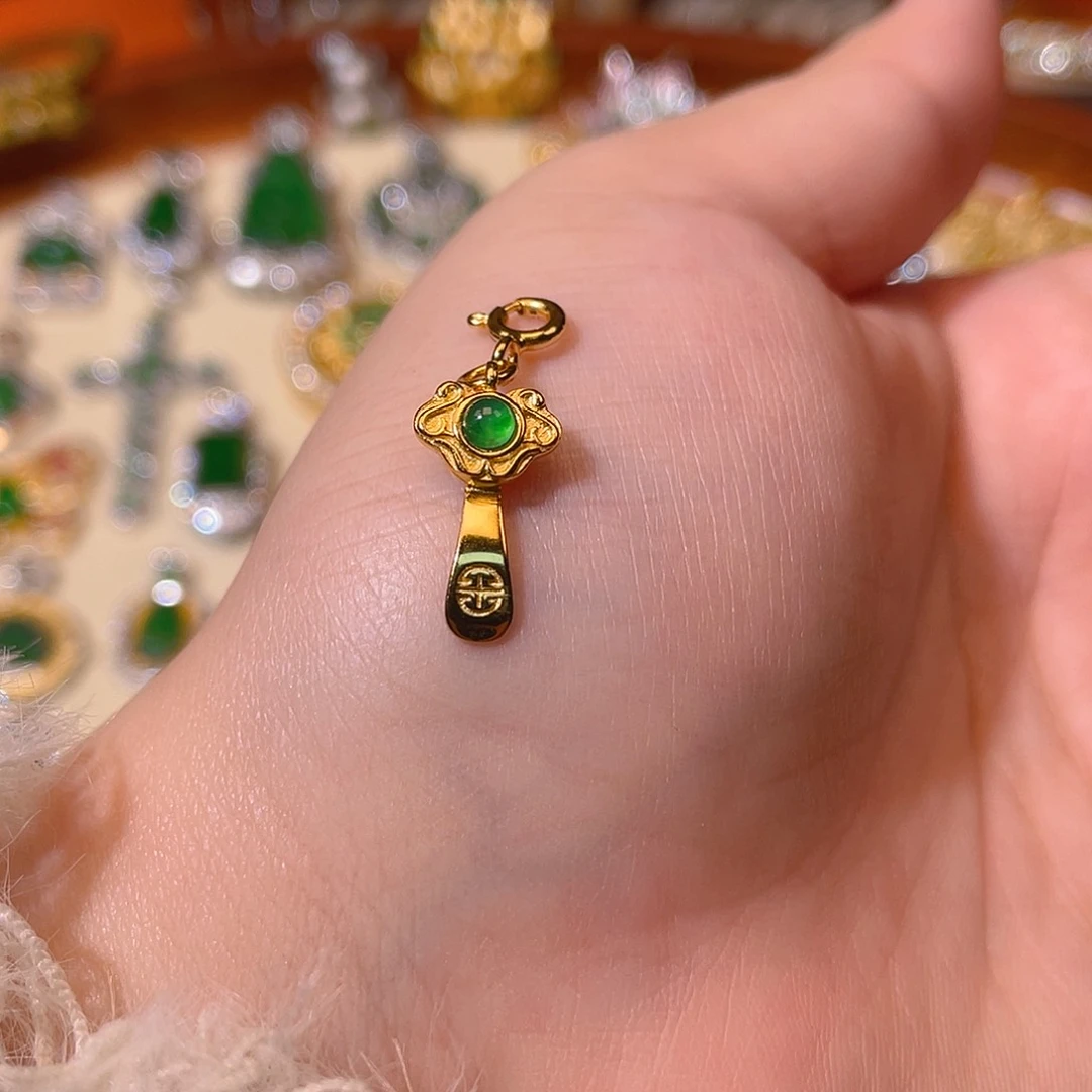 吊坠(不含链)银S925镶嵌翡翠