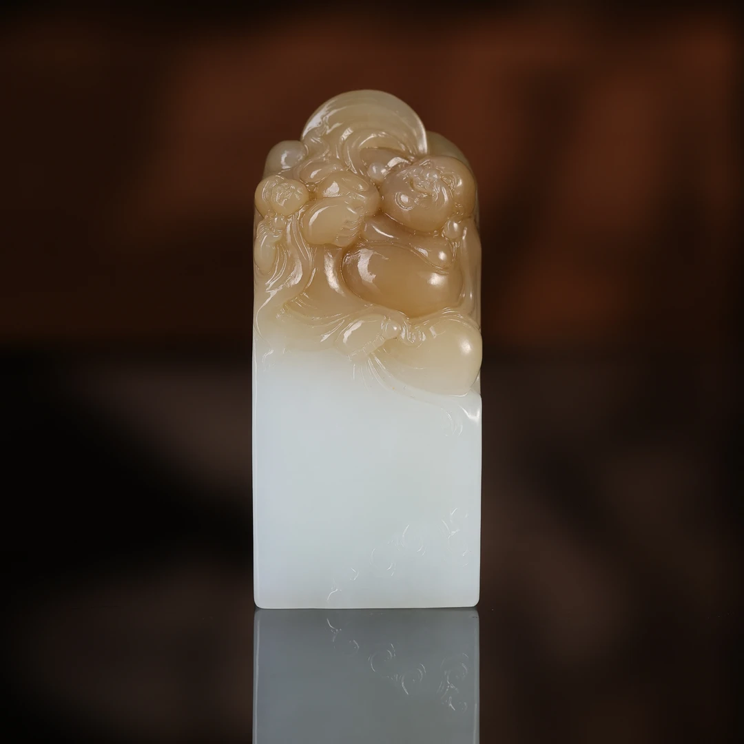 dx和田玉糖白玉弥勒玉印25110100988