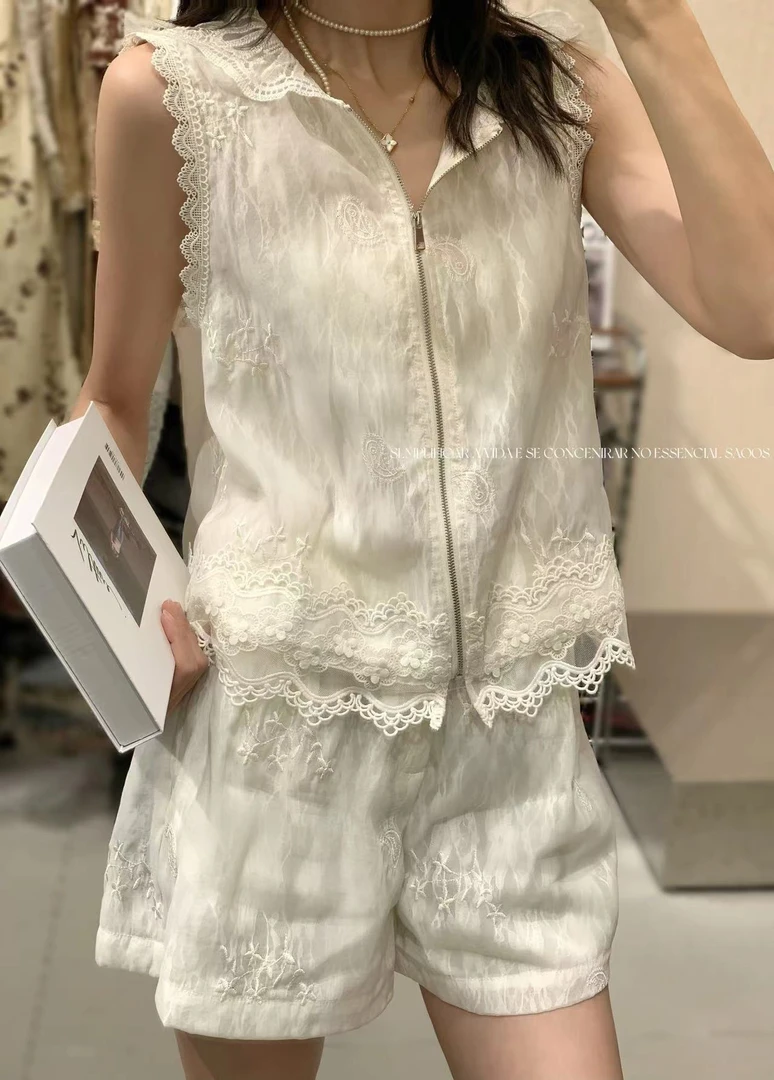 【JINJIN】2025夏季新款小众设计款套装马甲+短裤（6144)NO退NO换