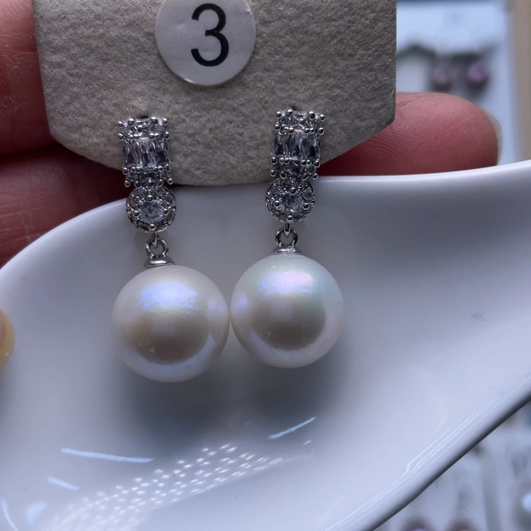 淡水珍珠耳饰银S925镶嵌