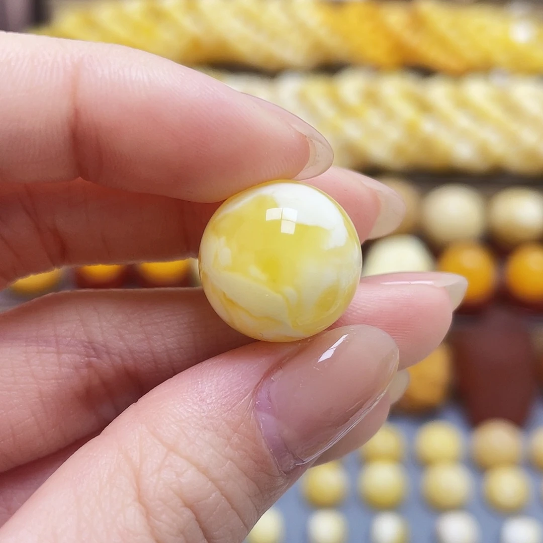 琥珀裸石未镶嵌蜜蜡圆珠17mm