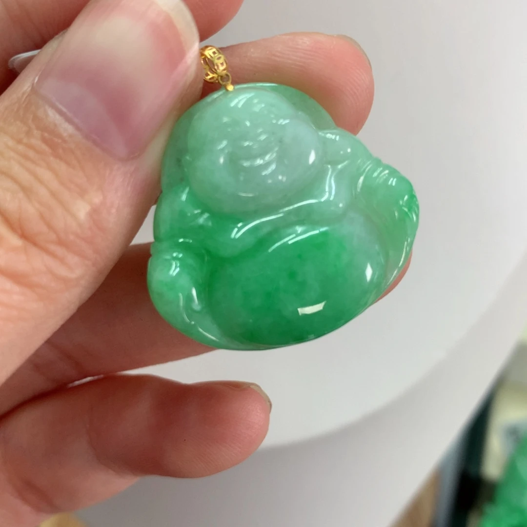 翡翠18K金镶嵌吊坠(不含链)