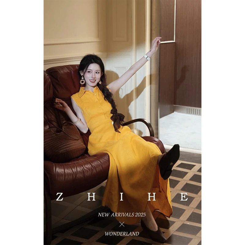 无艳一禾【巴赫小调】原创胸花装饰格雷灰西装外套+100亚麻连衣裙