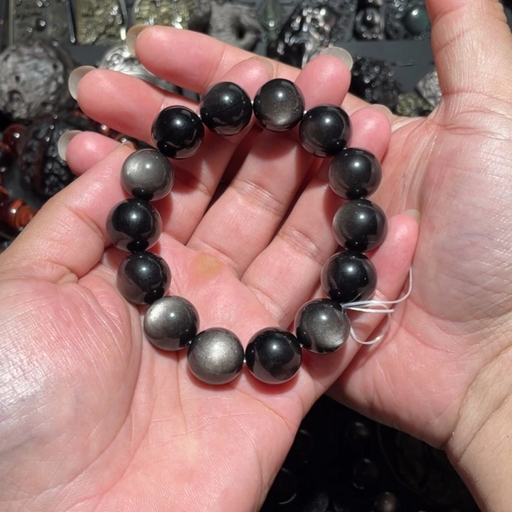 黑曜岩手串未镶嵌胖*?