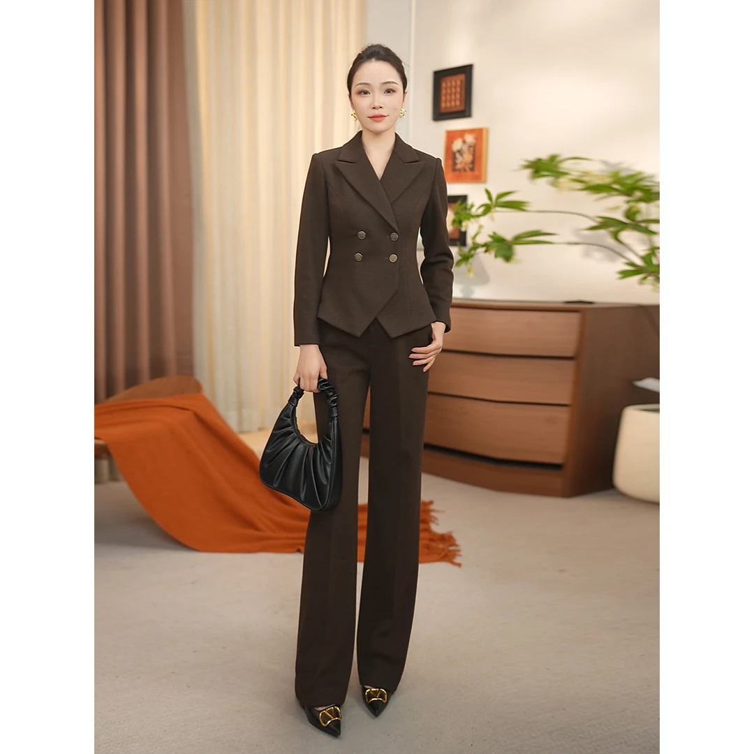 晚晚推荐冬季羊毛西装套装女修身显瘦女神范通勤外套（PX3392C）