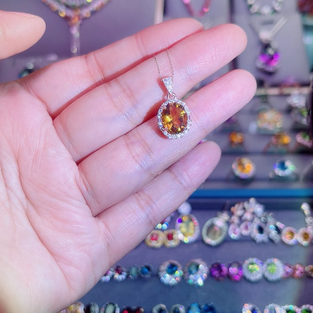 吊坠(赠链)银S925镶嵌黄晶