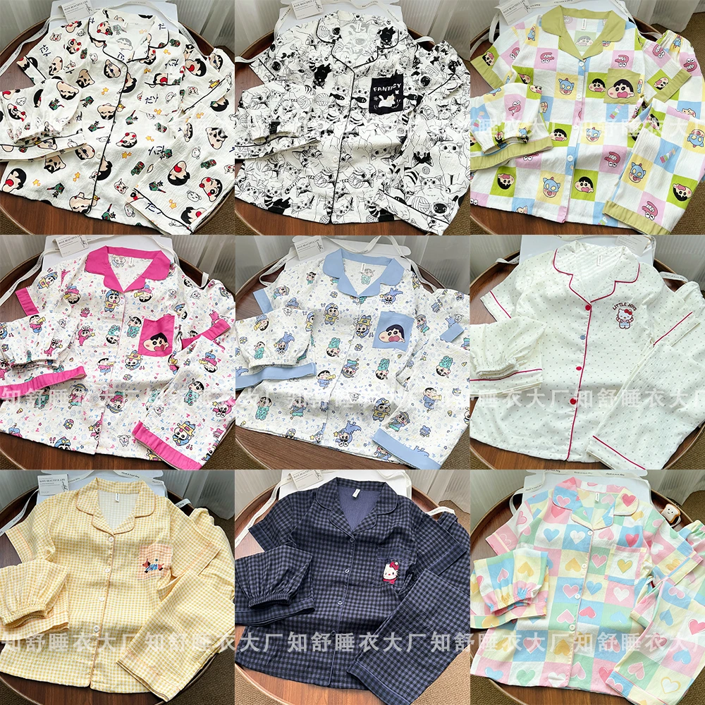夏季三件套云朵棉短袖短裤蜡笔小新睡衣女爆款日系卡通家居服套装