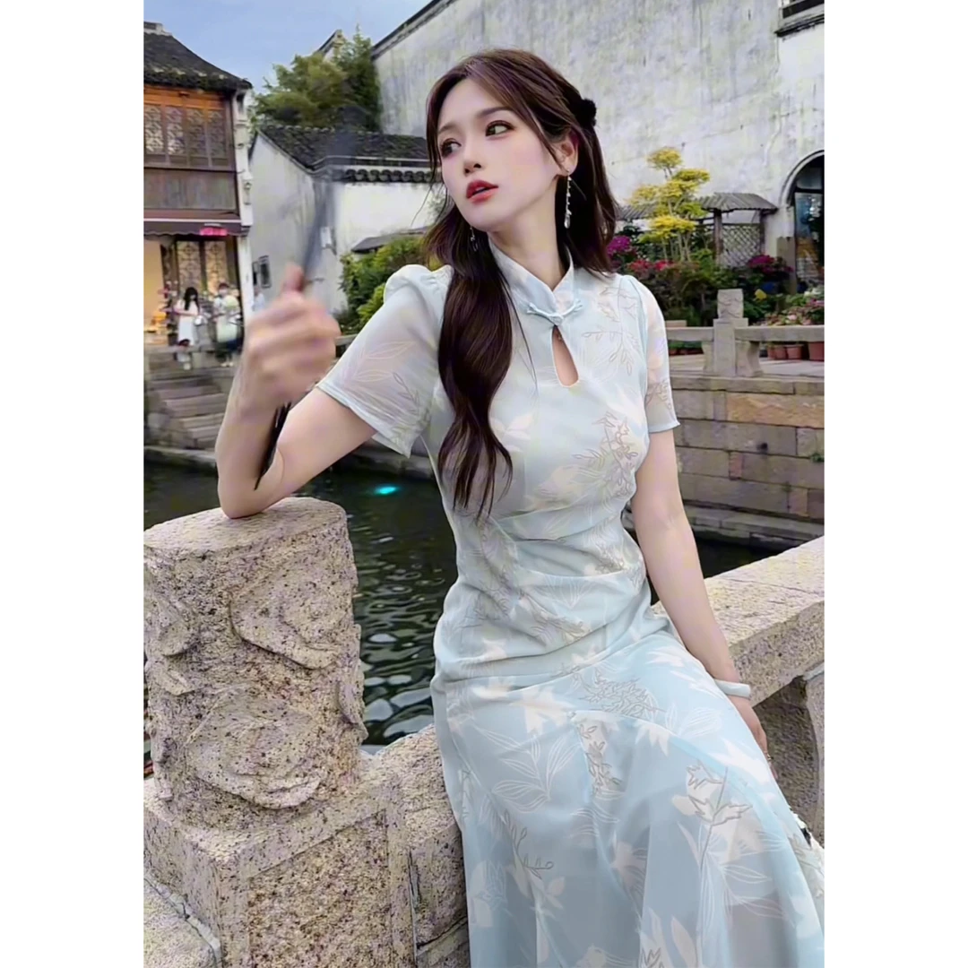 【素夕专属】【有里布】夏季显瘦女新中式2025新连衣裙短袖长裙D1674