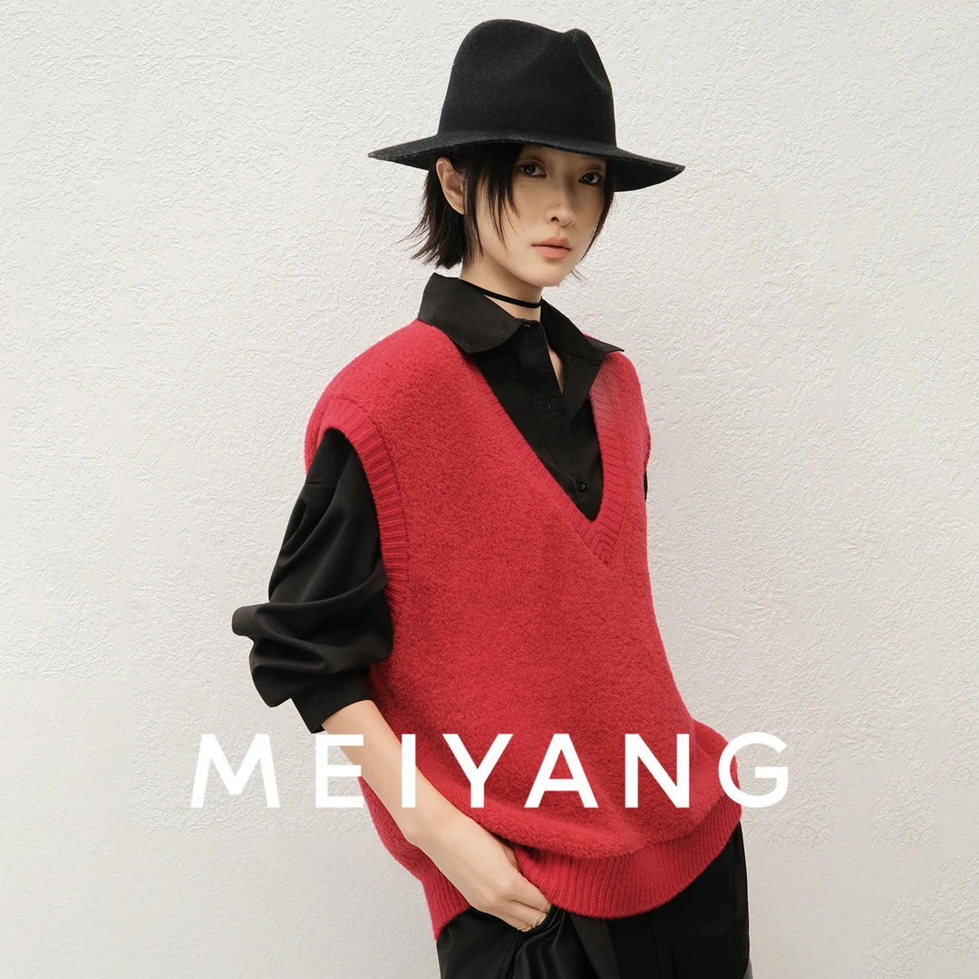 A美洋MEIYANG 红麻薯针织马甲 托卡绵羊毛【商场同款】坎肩背心【中】