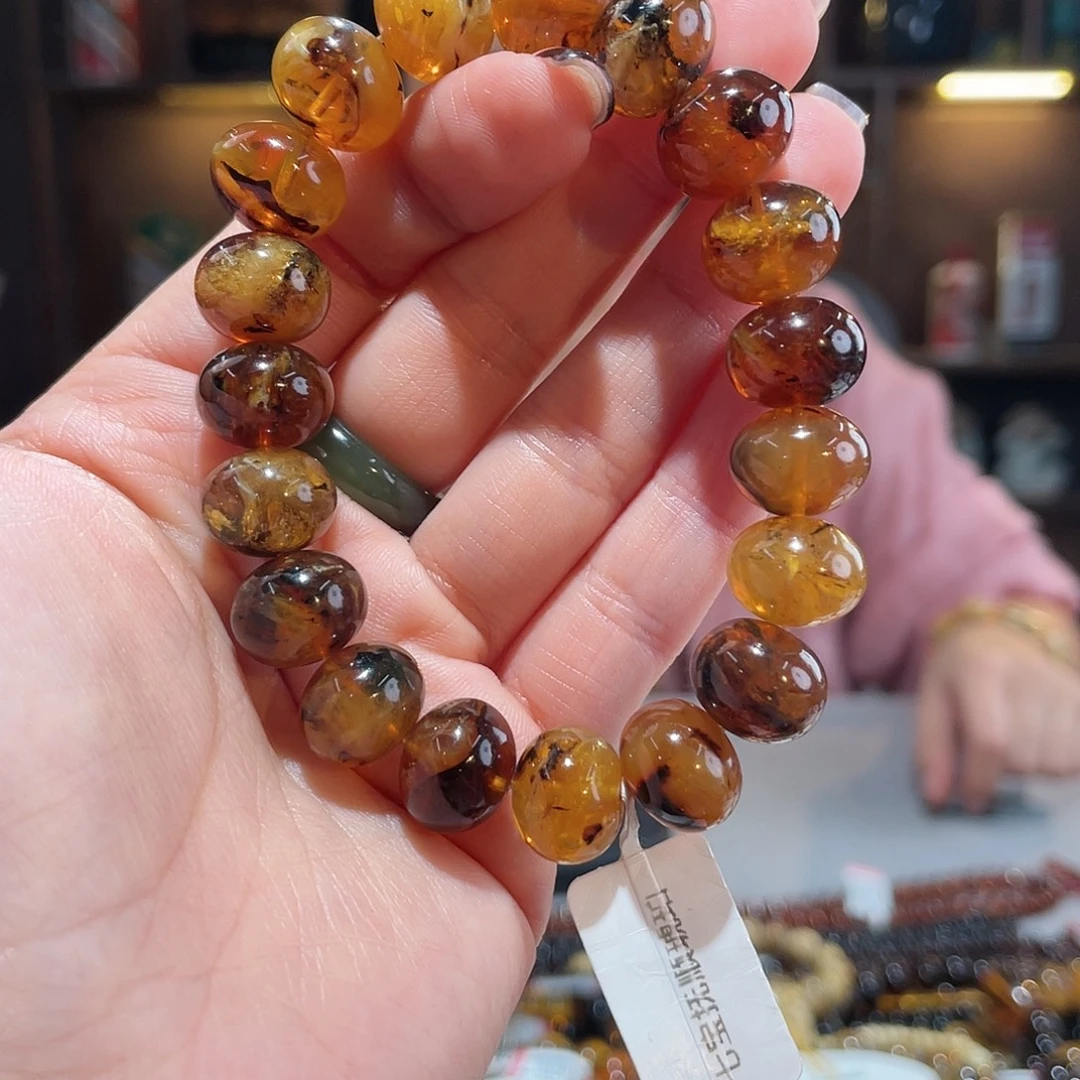 琥珀未镶嵌手链13m蜜