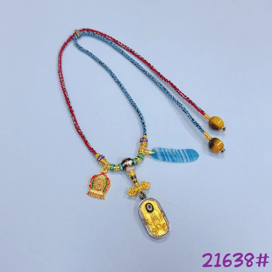 非金属珐琅吊坠 21638项链挂件吊坠纯手工编绳复古百搭多样(发一)