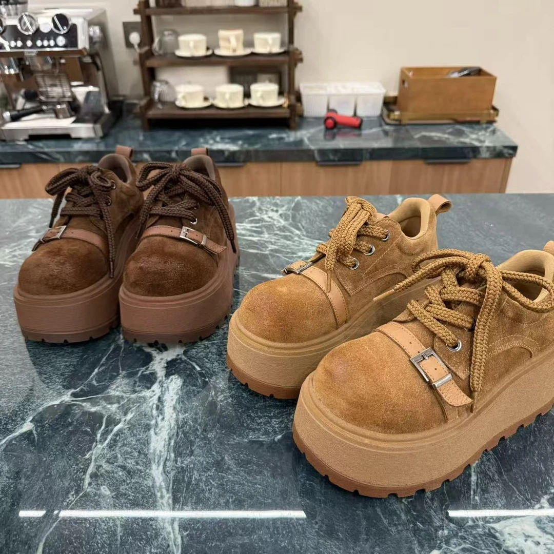 小小苏-晨8公分馒头鞋磨砂备用增高休闲板鞋厚底英伦百搭EQX55855